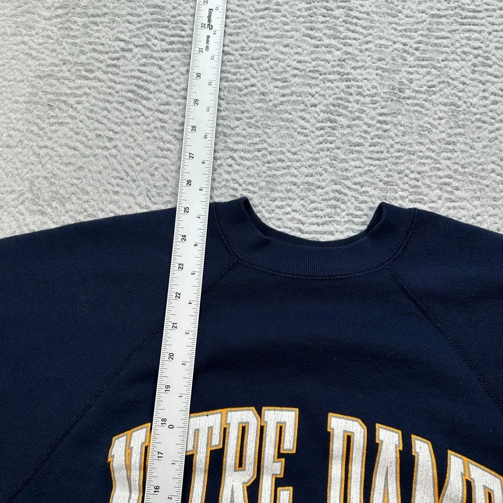 Vintage Notre Dame Fighting Irish Sweater Mens Large Navy Blue Graphics USA Made